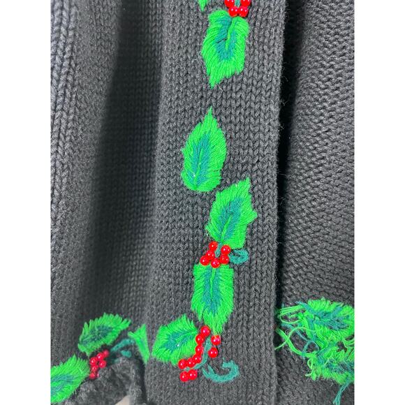 Vintage Holly Embroidered Bechamel Women's Cardigan L - Picture 3 of 6